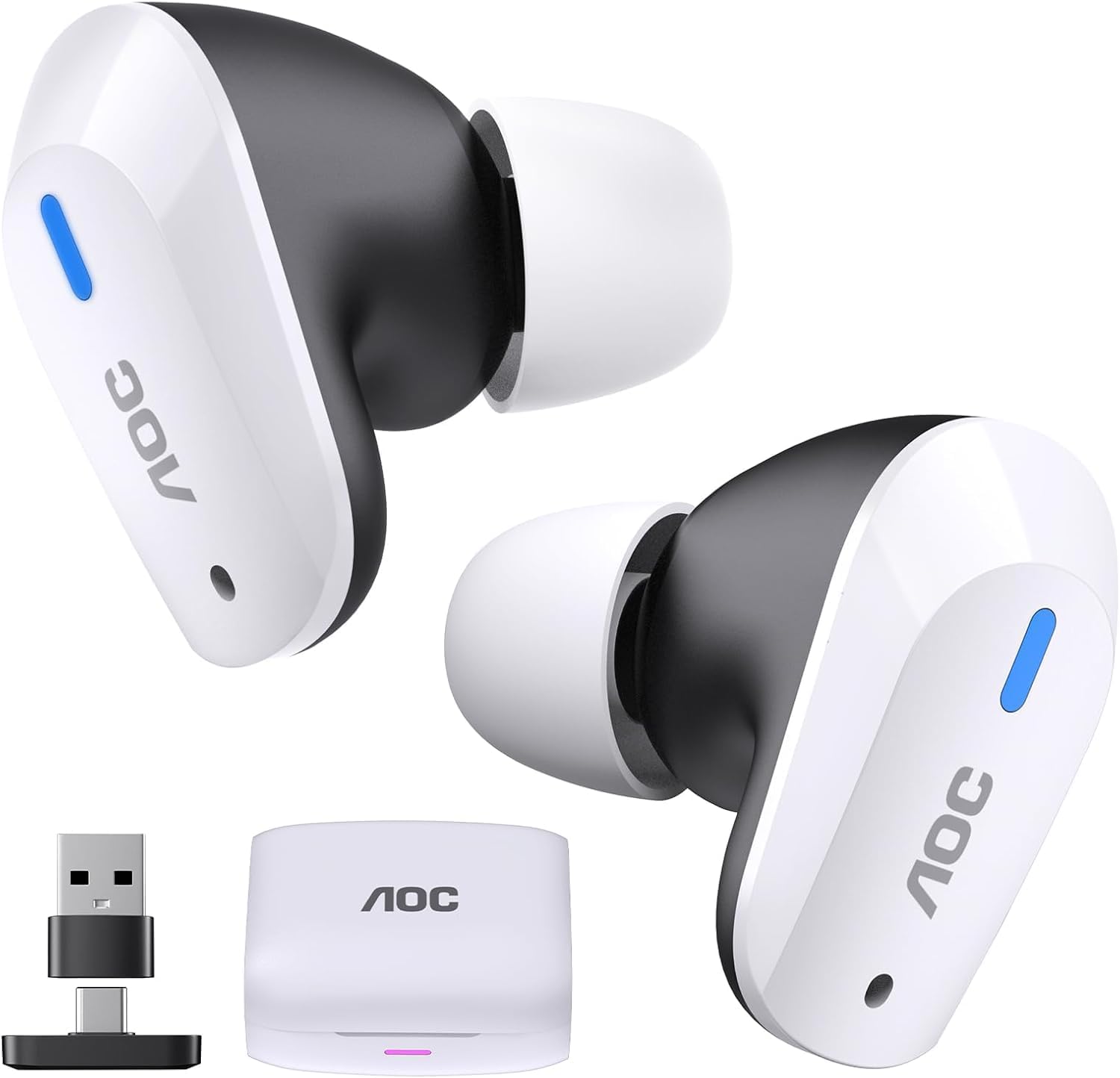 ACT3512 Wireless Gaming Earbuds for PS5 PC Switch, 2.4GHz USB-C Dongle & Bluetooth 5.3 Headphones, 20ms Ultra-Low Latency, Noise Cancelling Mic, 32H Playtime in-Ear Gaming Headset