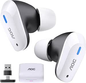 AOC ACT3512 Wireless Gaming Earbuds for PS5, PC, Switch, Bluetooth 5.3, 20ms Low Latency, Noise Cancelling Mic, 32H Playtime