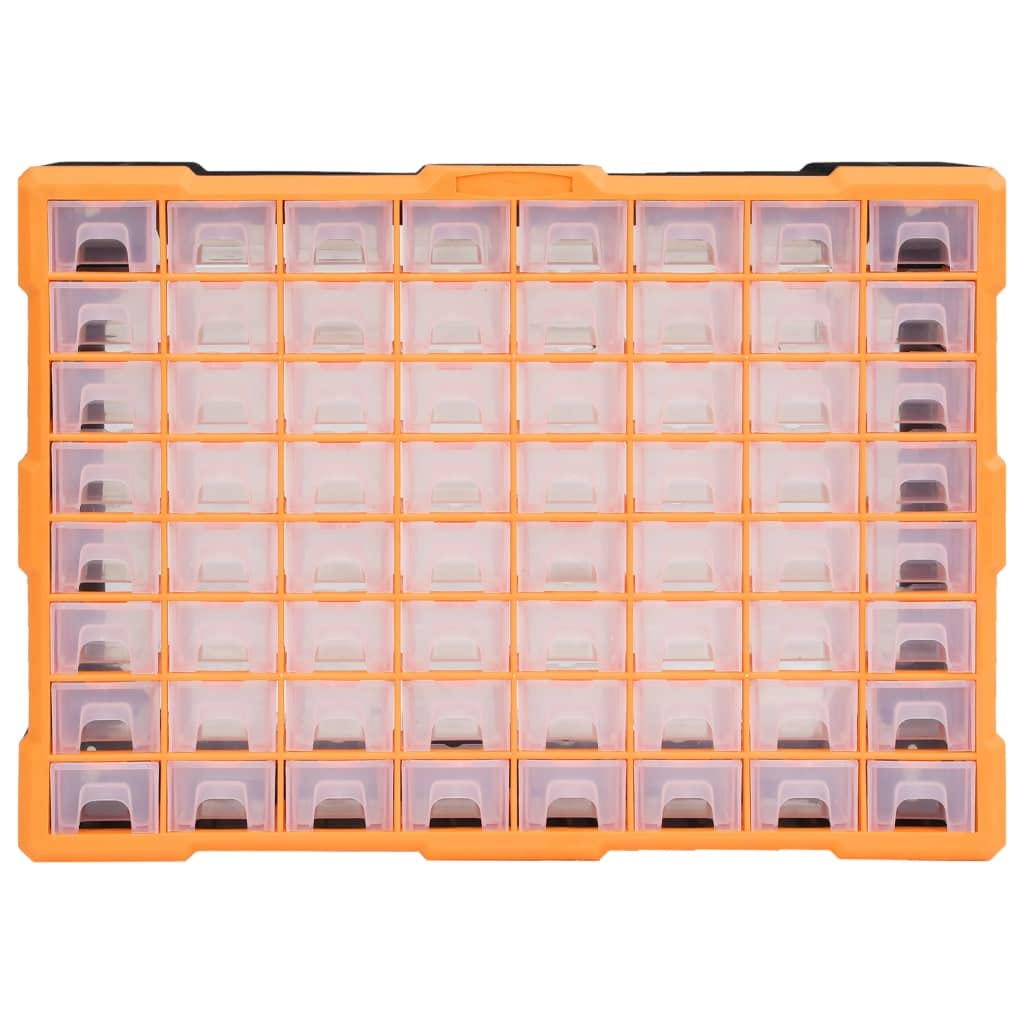 Organizer trasparente multi-cassetti con 64 cassetti, 52 x 16 x 37,5 cm, contenitore per piccoli oggetti, in plastica resistente agli urti, ideale come scatola per cucire o chiodi