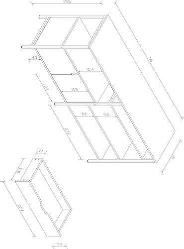 Miniatura 2 de Gabinete de almacenamiento moderno industrial, consola de soporte de TV con estantes, aparador de madera y marco de metal con cajón, muebles de sala