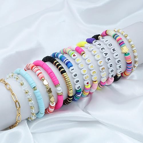 Miniatura 3 de 1400 cuentas redondas blancas de letras del alfabeto acrílico de 0.157 x 0.276 pulgadas con patrón de corazón A-Z y línea de cristal para hacer