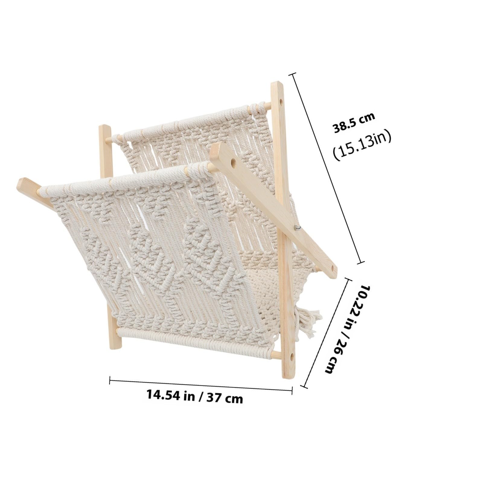 Portariviste Intrecciato in Corda di Cotone, Legno e Ferro Beige