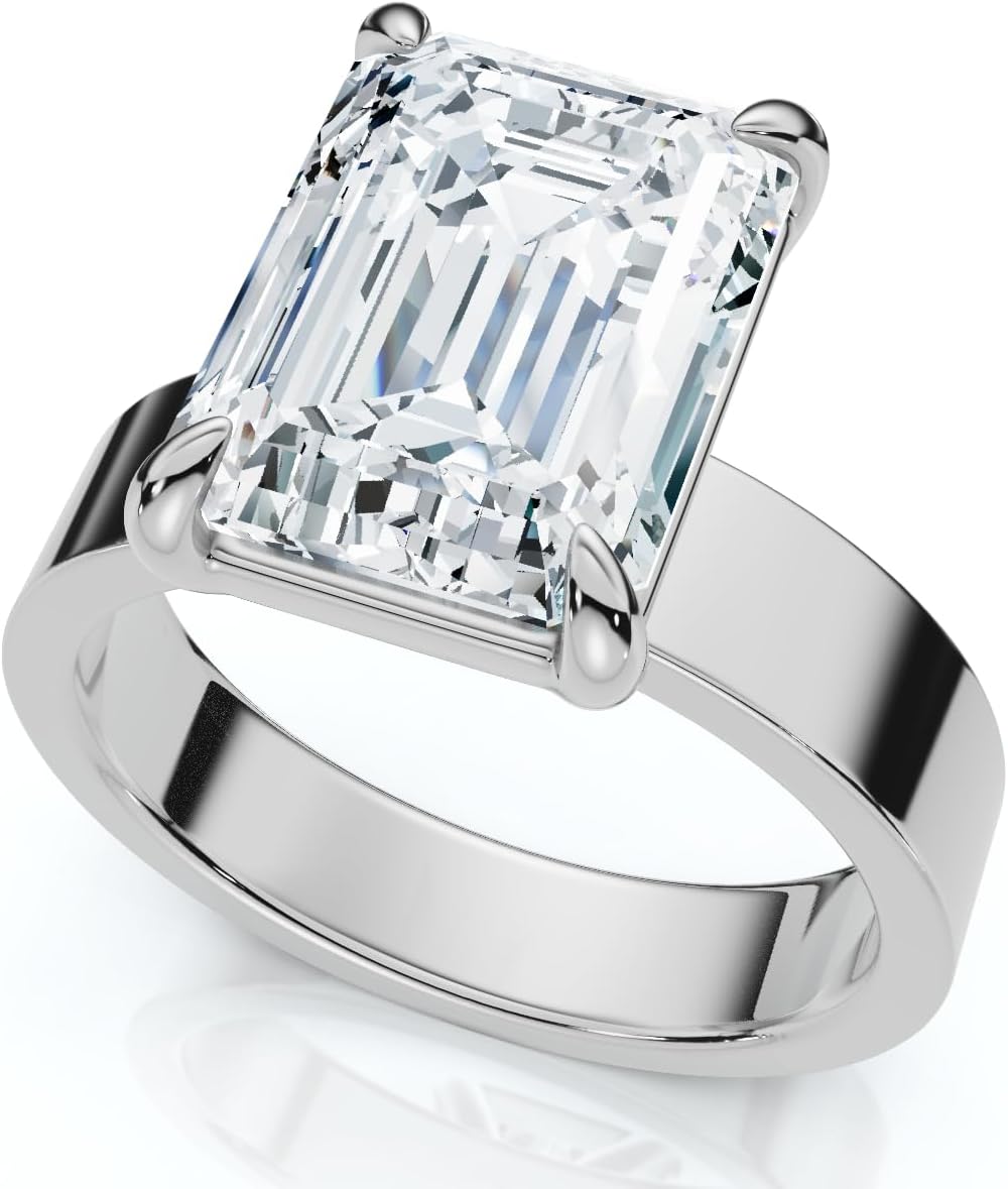 P3 POMPEII3 Pompeii Certified 4Ct Emerald Diamond Cigar Band Engagement Ring Lab Grown (E/F,VS1-VS2)