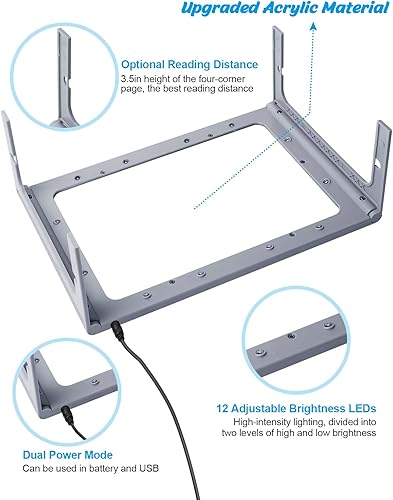 Miniatura 4 de JUOIFIP - Lupa de acrílico para manos libres, lupa de lente grande de página completa, rectangular, 3X, iluminada, plegable, portátil, para ancianos