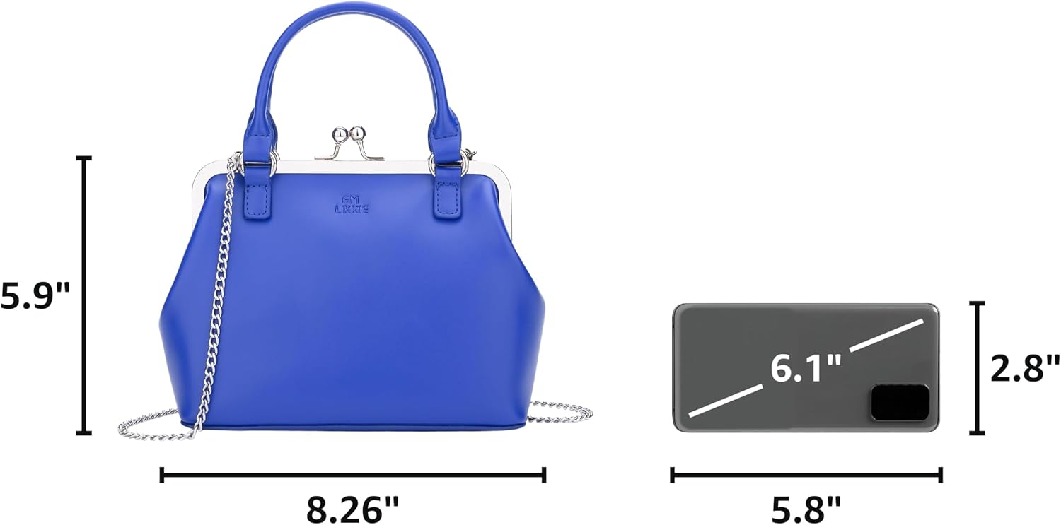 GM LIKKIE Kiss Lock Purses and Handbags, Vintage PU Leather Clutch Purses for Women, Top Handle Evening Handbag