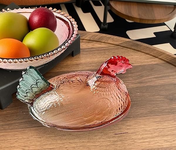 ccsxqy Vintage Glass Hen on Nest Dish with Lid - Large Pedestal Rooster Glass Candy Bowl, Colorful Crystal Candy Jar for Snacks, Dessert, Cookies | Home Kitchen Office Tabletop Decor by ccsxqy - Image 4