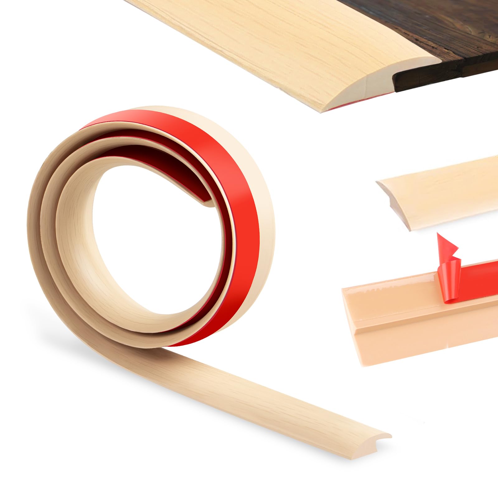Ztowoto Maple Grain-100Cm 100Cm Carpet Door Strips-Self Adhesive,Threshold Strip Door Bar Pvc，Floor Transition Strips Edgings Rubber Flooring,Door Threshold For Tile/Carpet Flooring Threshold Transition(3.5Cm,Maple Grain)