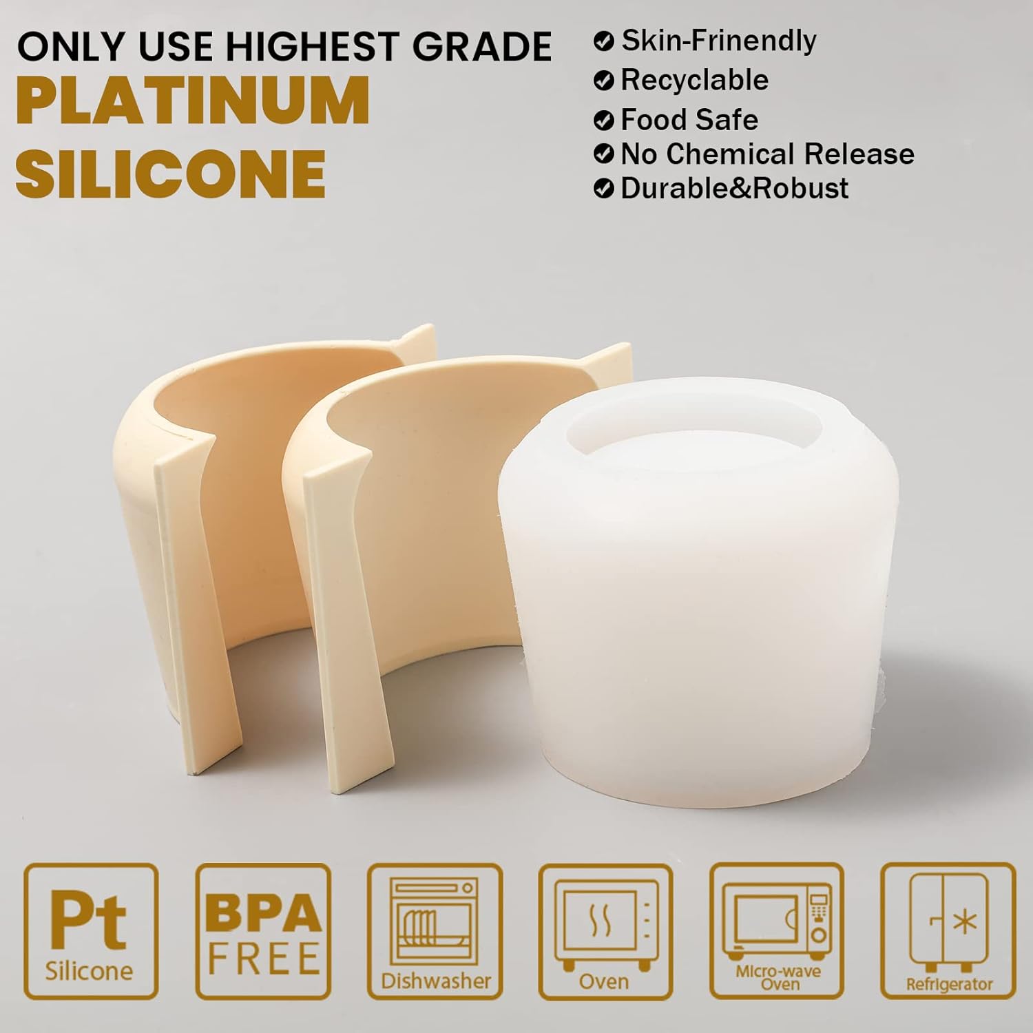 BOOWAN NICOLE Candle Jars Concrete Molds,Trapezoid Silicone Molds for Candle Pot with Lids for Home Decor (SH0974-1)