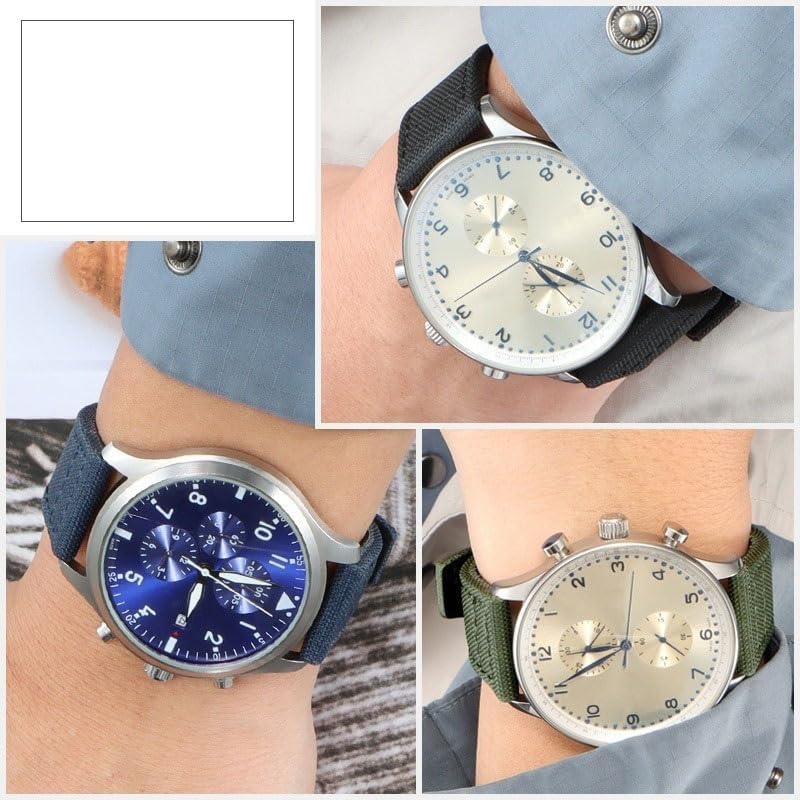 Canvas Nylon Watch Strap For IWC Pilot's Mark XVIII Portuguese Portofino Men's Genuine Leather