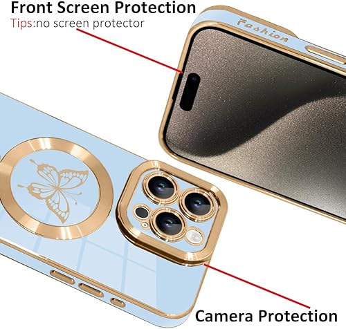 Miniatura 3 de KANGHAR Magnetic Phone Case for iPhone 15 Pro Max Case Cute Butterfly Plating Electroplated Luxury CaseCompatible with MagSafe Slim Shockproof Phone