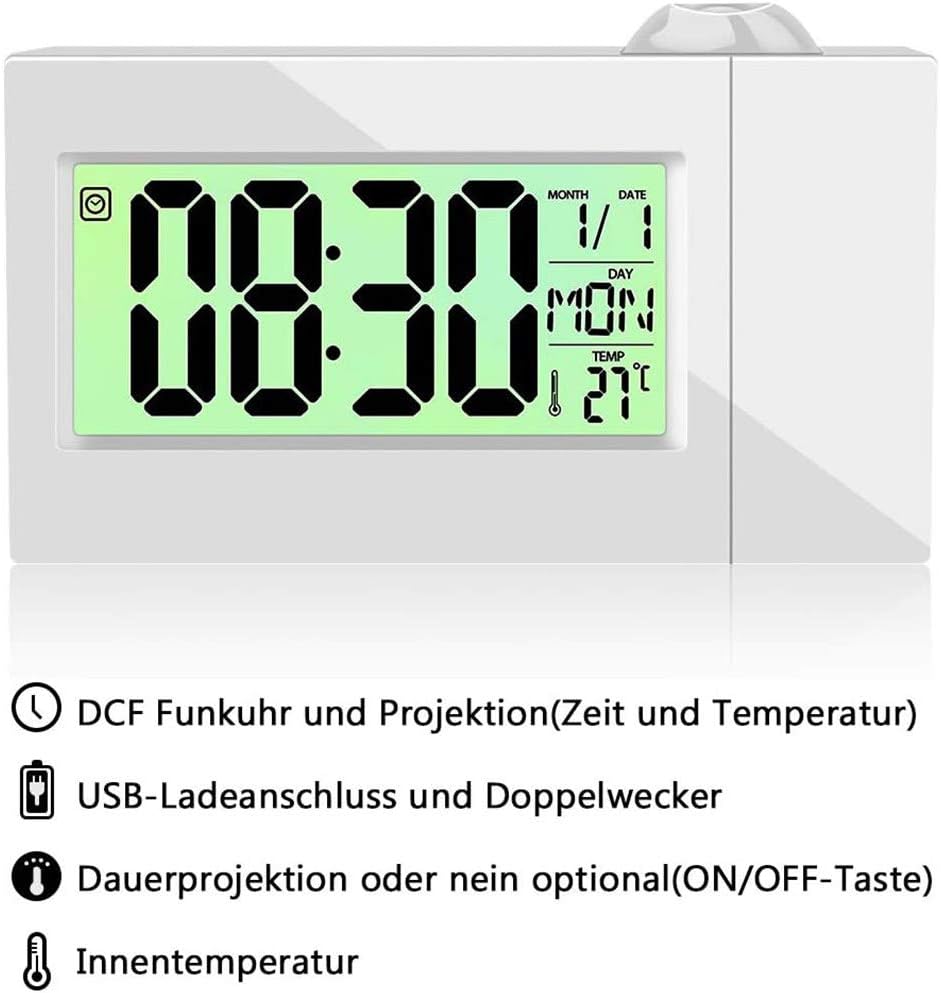 Projection Alarm Clock with Projection Led Digital Alarm Clock USB Table Clock Led Display Dimmer Sleeper Timer