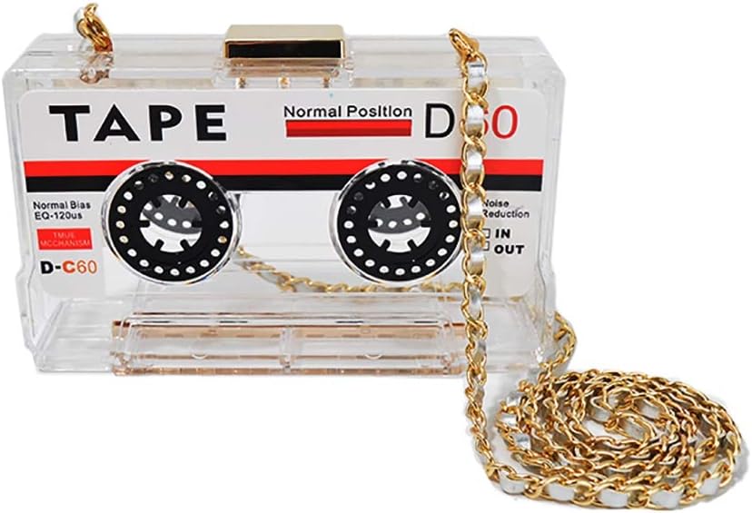 Tape Shaped Shoulder Bag Radio Recorder PU Crossbody Bag Women's Retro Evening Bag Handbag Clutch Purse