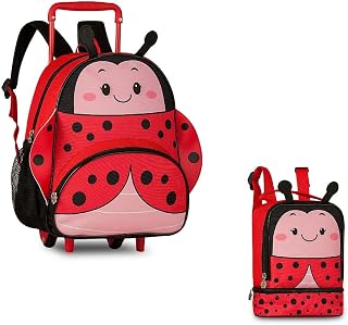 Kit Mochila Rodinha "13" e Lancheira Pets Joaninha - Clio Style