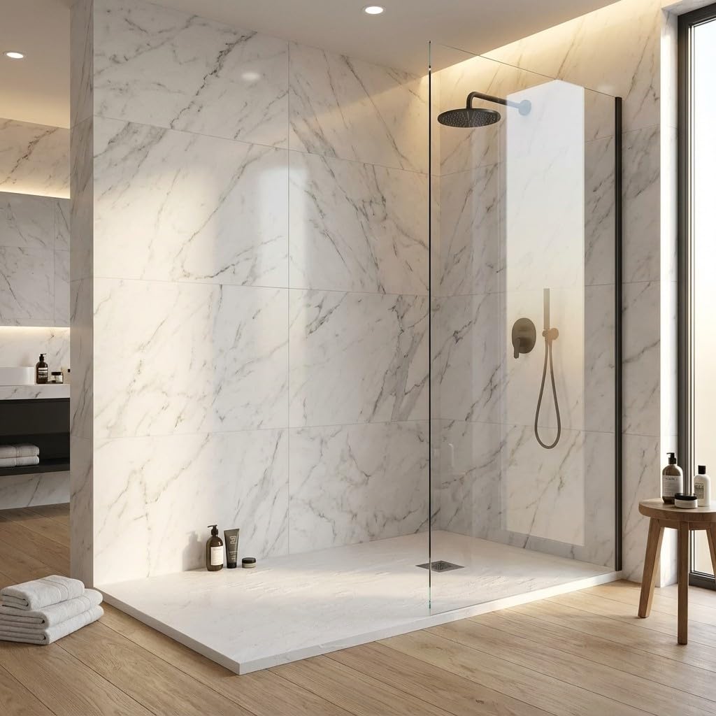 Plato de ducha de resina color blanco 80 x 120 cm con rejilla y desagüe – Showey