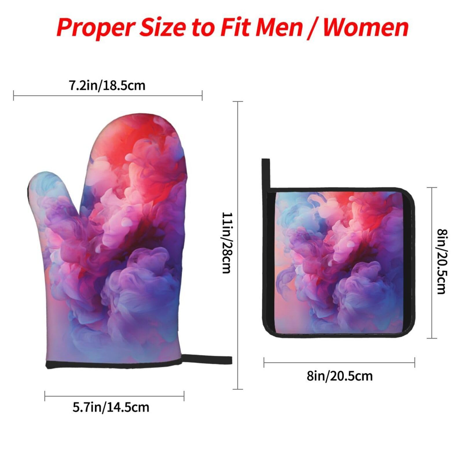 Guantes Horno Profesional Nube Rosa Púrpura Manoplas Horno Almohadillas Aislantes Juego De 4 - Acolchado Resistente al Calor, Flexible,Cocina multipropósito