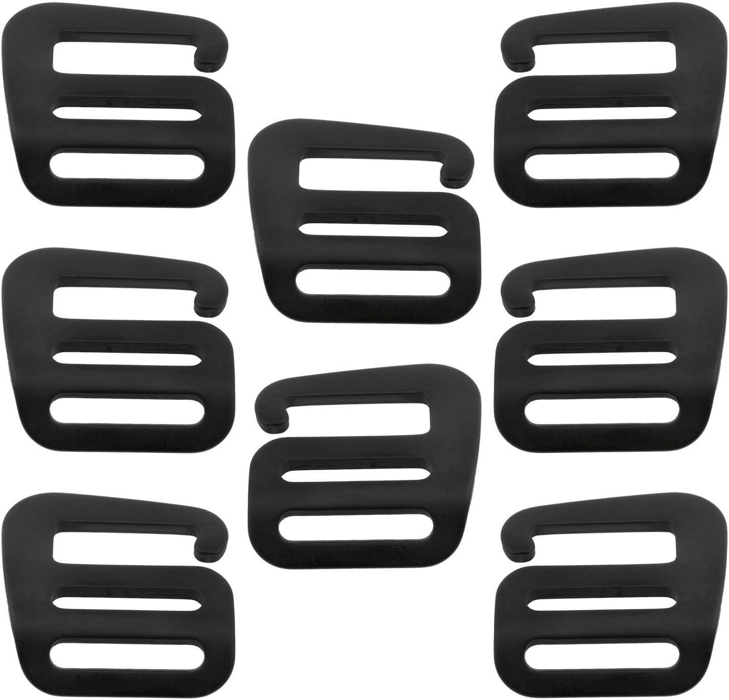 VAKTOK-8PCS An inch Black Metal Wave Buckles Outdoor Webbing Buckle Clips Adjustable buckle backpack strap webbing(4 left +4 right)