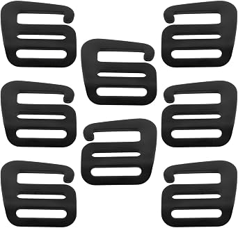 VAKTOK-8PCS An inch Black Metal Wave Buckles Outdoor Webbing Buckle Clips Adjustable buckle backpack strap webbing4 left +4 right