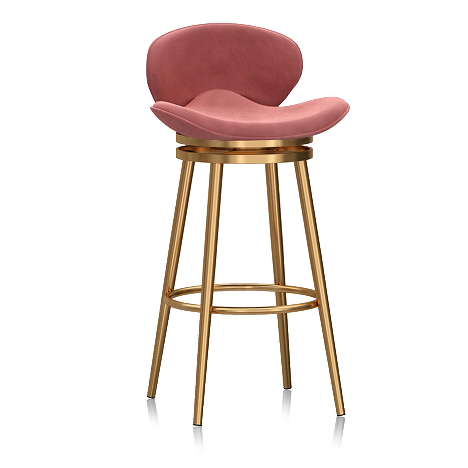 AYCDL Pink Velvet Bar Stool with 360° Swivel Adjustable Height Backrest and Footrest for Modern Home Kitchen Island