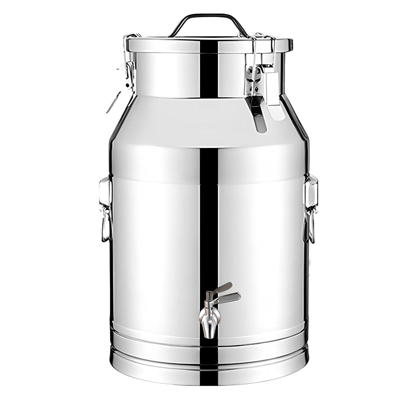 AYCDL Stainless Steel Water Jug, 304 Stainless Steel Milk Can with Faucet, Pail Bucket with Spigot Milk Can Tote Jug with Sealed Lid Heavy Duty for Milk and,16.9Gal/64L