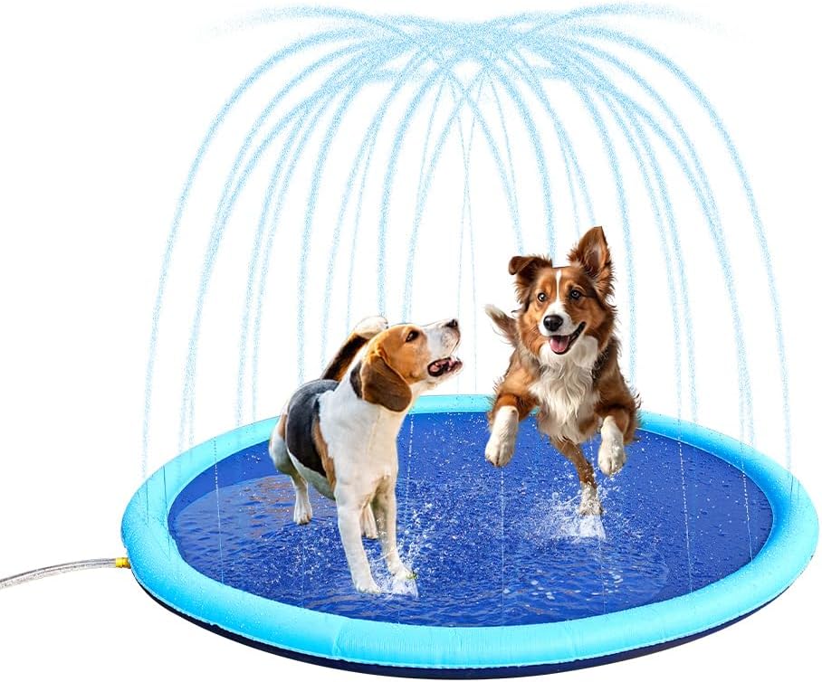 Dog Splash Pad for Large Dogs Heavy Duty, Non Slip Splash Pad for Kids and Dogs, Durable Summer Fun Sprinkler Pad for Outside