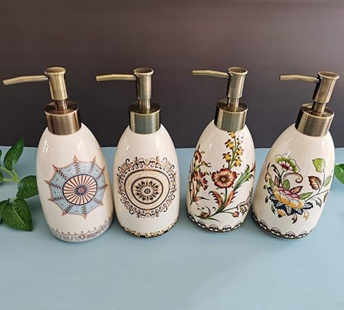 Miniatura 9 de Kelake Dispensador de jabón de cerámica Ice Crack  Dispensador de jabón de manos y platos de loción de flores con bomba extraíble  Ideal para jabón