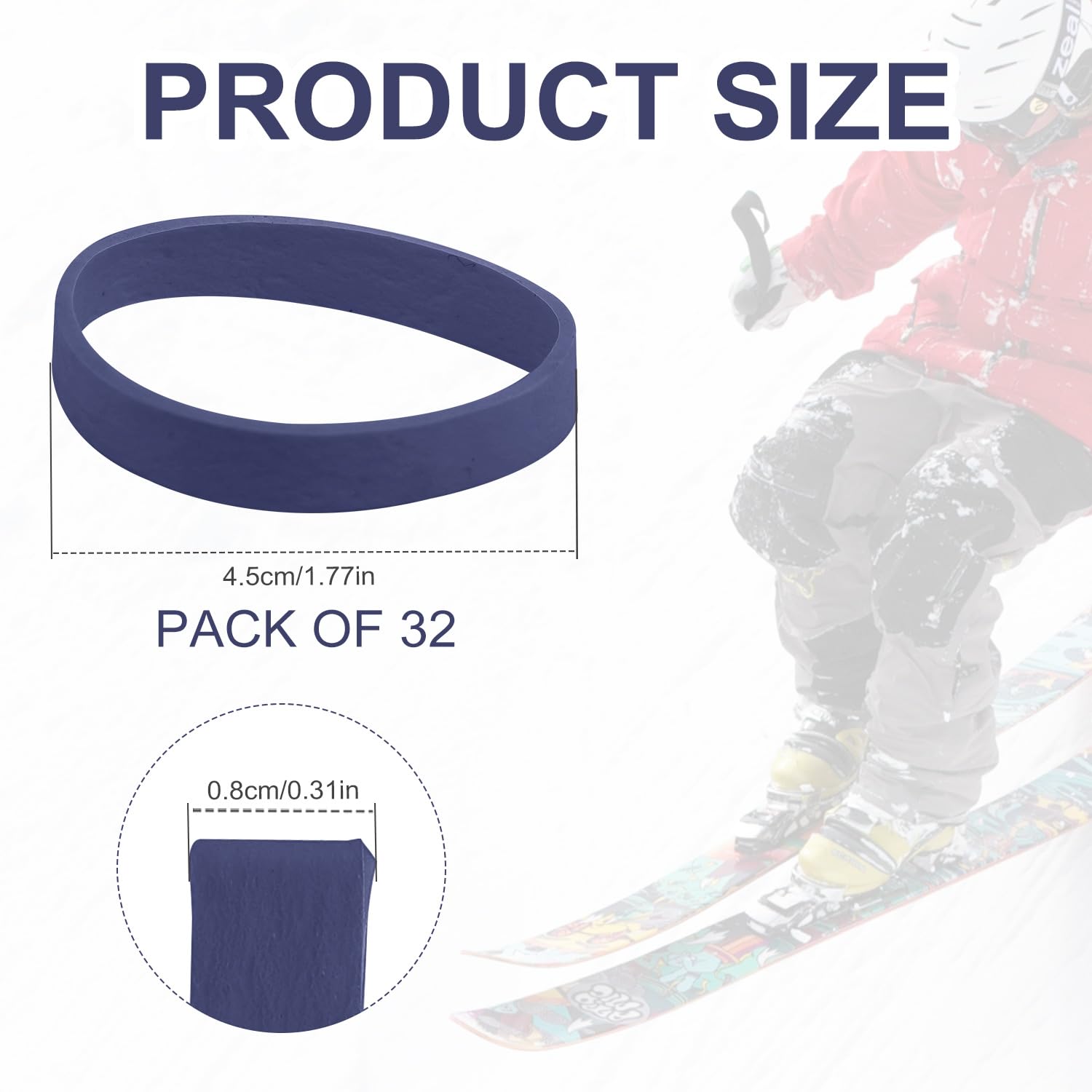 Band de Frein de Ski, 32pcs Retenues de Freins de Snowboard Bande de Caoutchouc