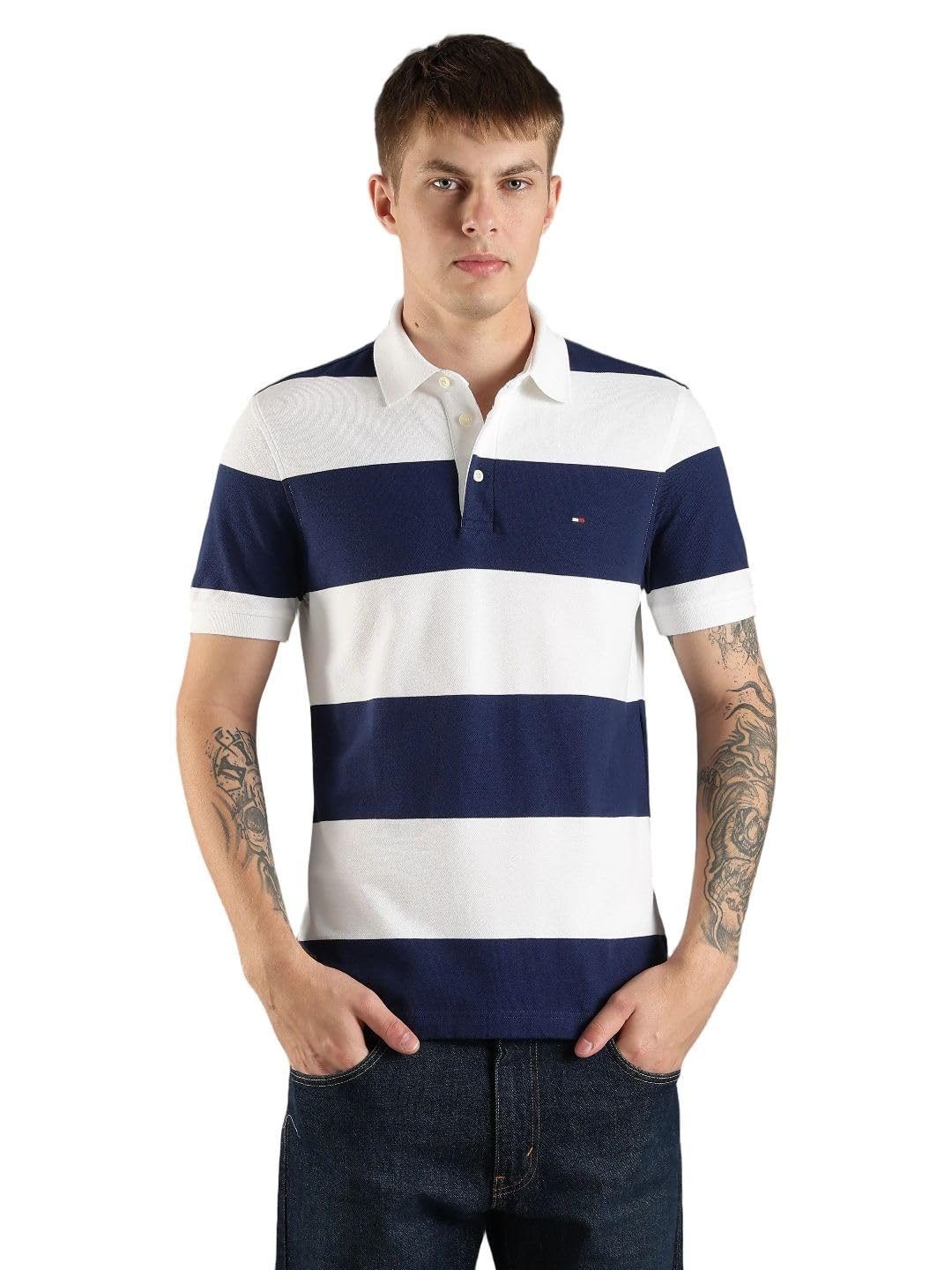 tommy hilfiger Striped Slim Fit Cotton Polo T-Shirt-picture-13