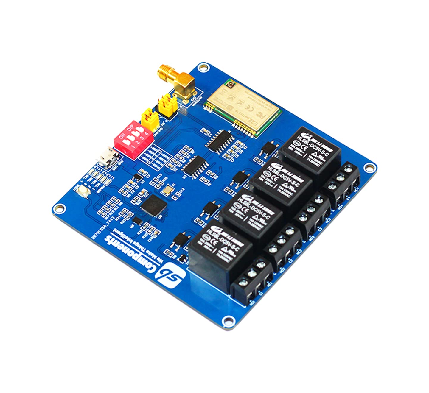GatePi 4 Canali - Relè a 4 Canali LoRa Basato su LoRa Relè con Modulo LoRa basato su Raspberry Pi 2040 Smart Trasmissione Dati Modulo LoRa, Trasmissione fino a 5 KM (915MHz)