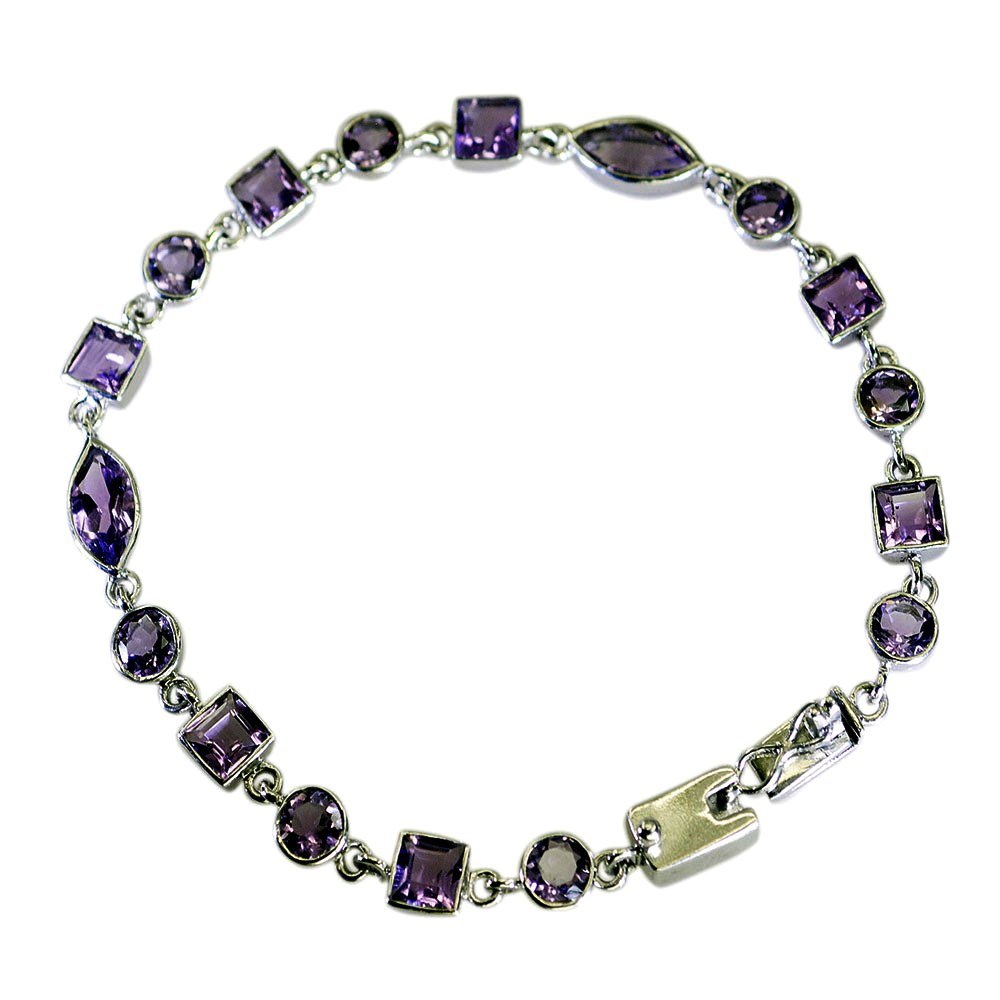 Bracelet améthyste argent 925 réglable pour chakra et astrologie