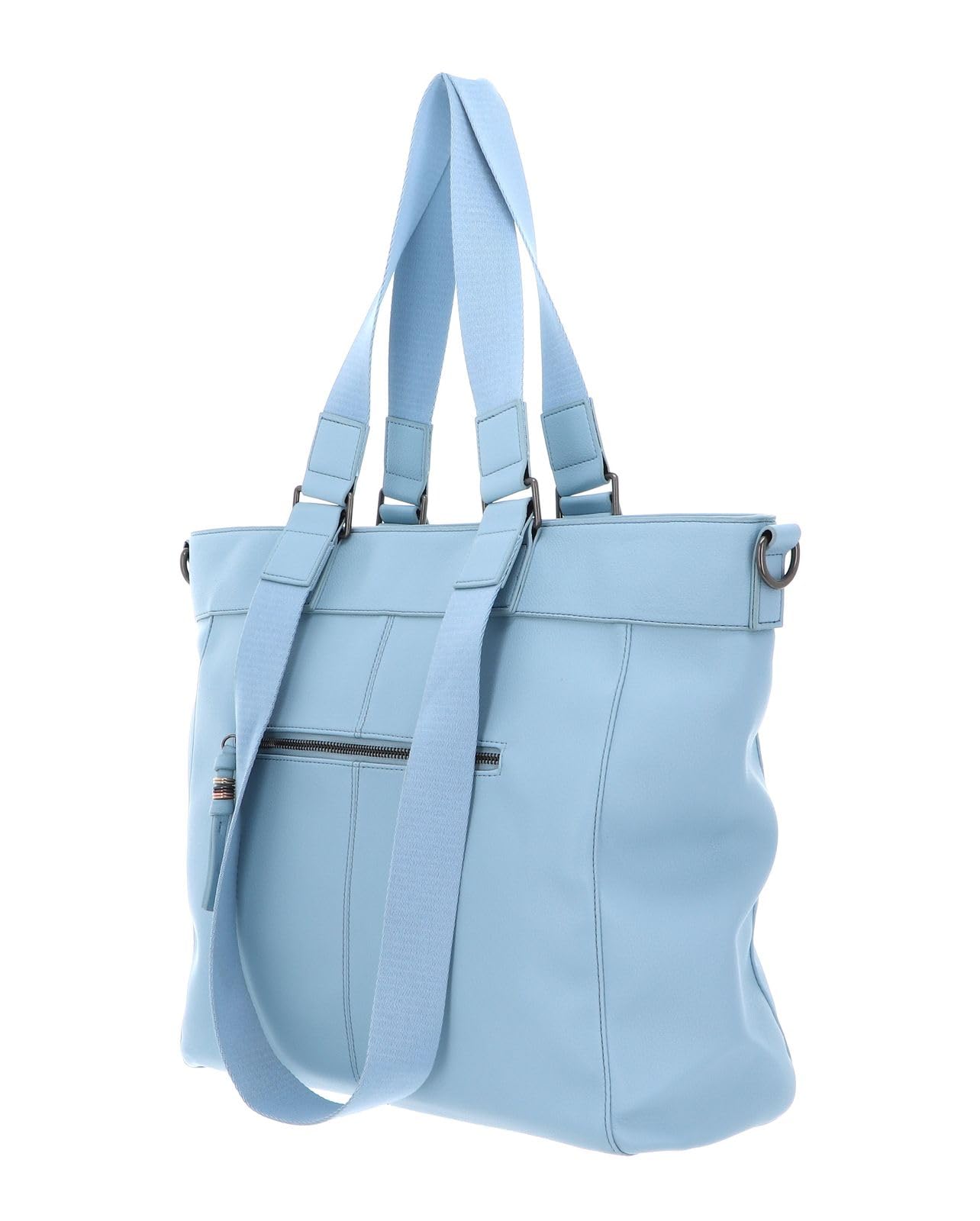 FREDsBRUDER Leder Umhängetasche Keep On Smiling Big Shopper Shy Blue hellblau