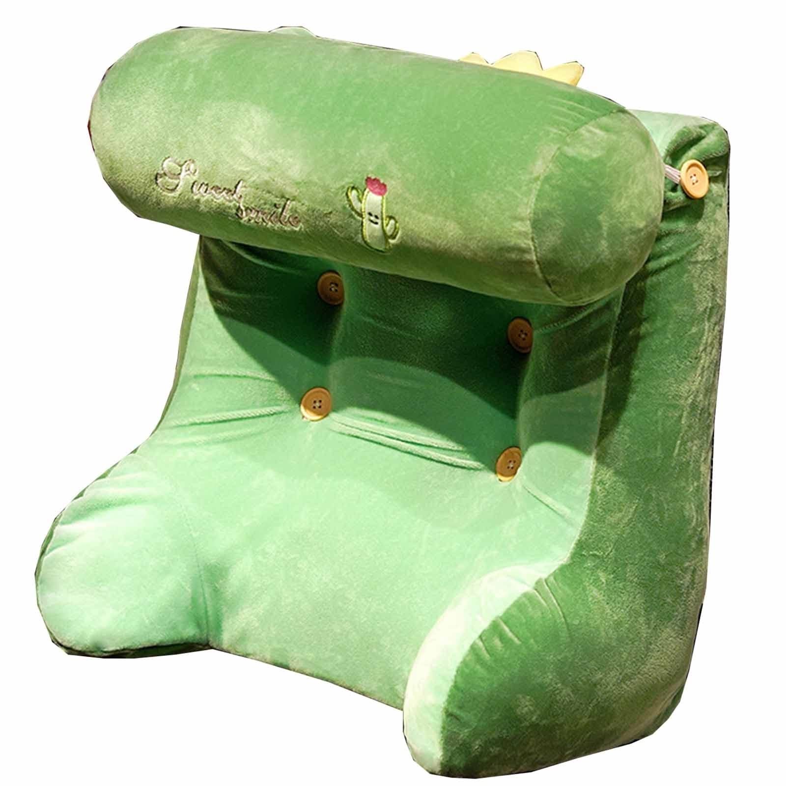 Lesekissen mit Armen, Nackenkissen-Unterstützung Sesselkissen Abnehmbarer Bezug, Kopfteilkissen zum Entspannen oder Fernsehen, 40x35/45x40cm Bettsitzkissen (Color : Green, Size : 40x45cm)