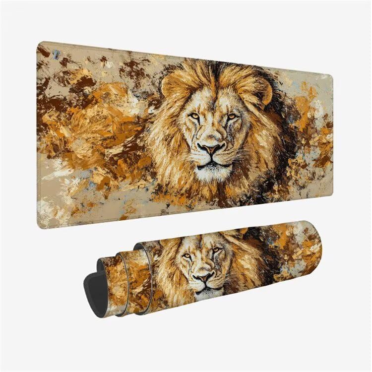 Mouse Pad 800x300X0.3MM Large Mouse Mat lion Pattern Design, animal Desk Mat with 3 mm Non-Slip Rubber Base, Waterproof Mousemat Gaming Accessories for Office Desk Decor, Gifts for Women， Model-7325