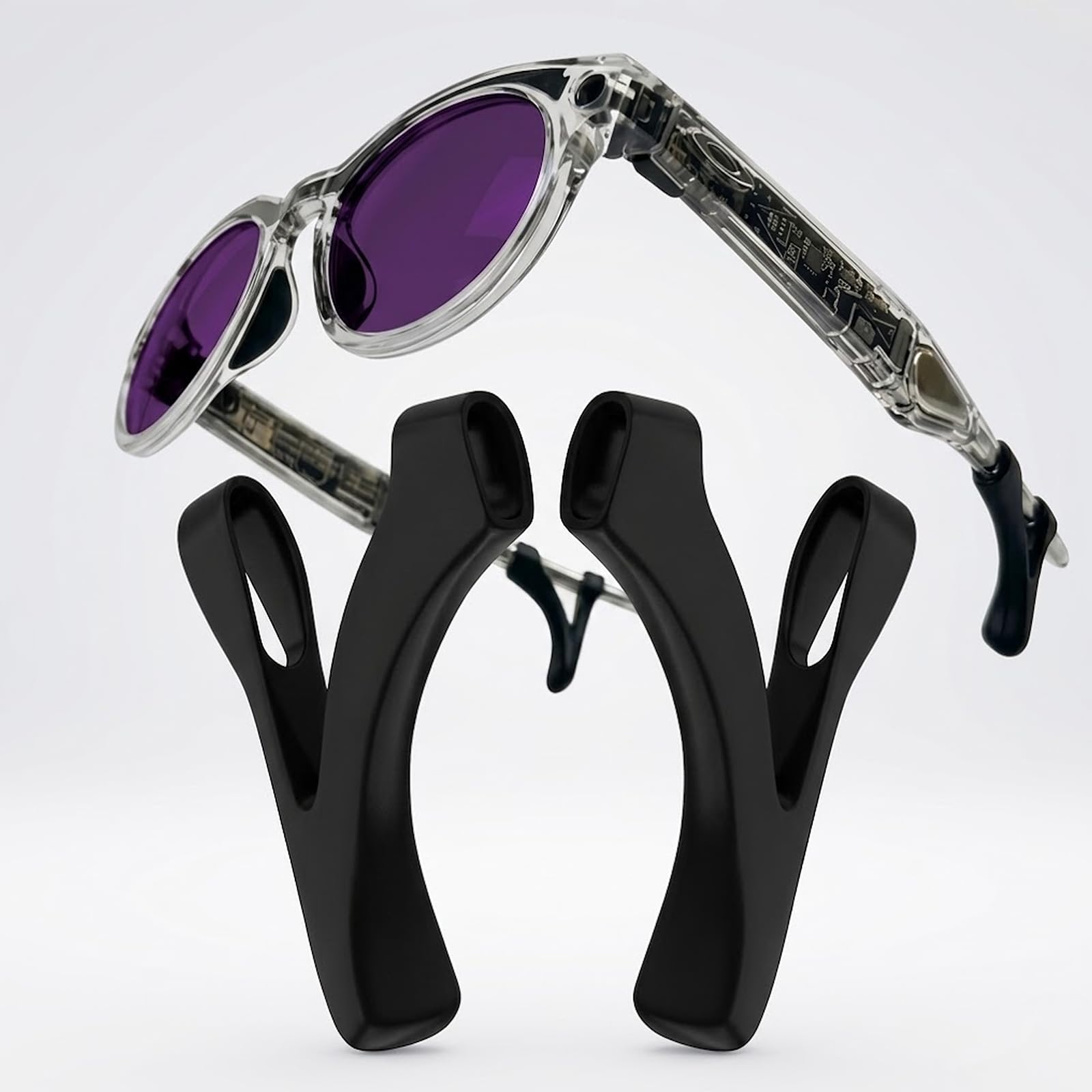 Agarre ajustable para gafas compatible con Oakley Meta HSTN/Vanguard, Ray-Ban Meta Gen 1/Gen 2/Wayfarer/Skyler/Headliner, retenedores de silicona antideslizantes, suaves y cómodos