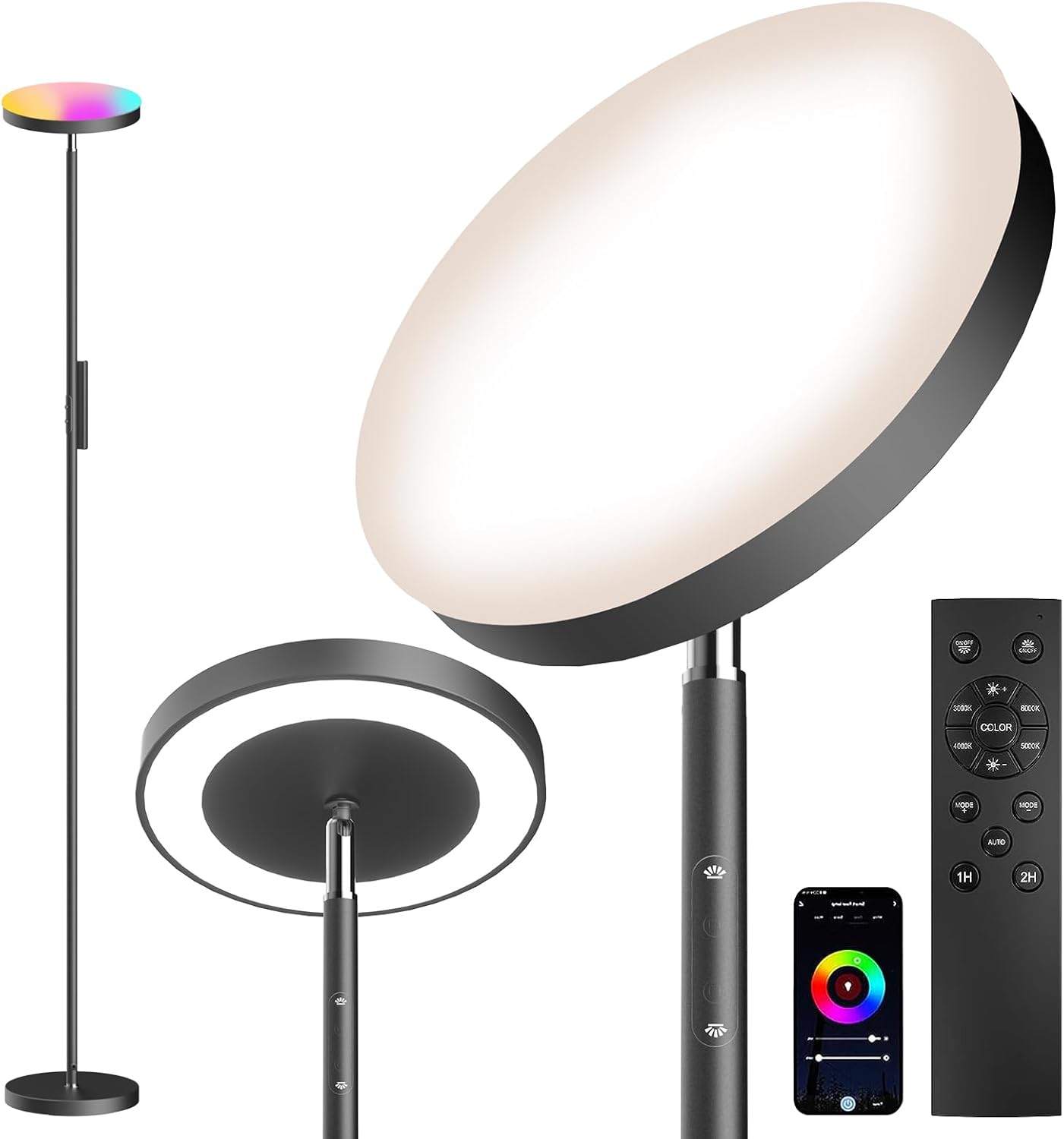 Lampdrot Floor Lamp,Smart RGBW LED Standing Lamp with Modern Double