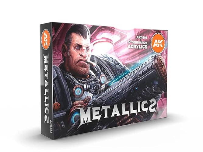 AK Interactive Metallics Set - Plastic Model Building Paints and Accessories # 11608