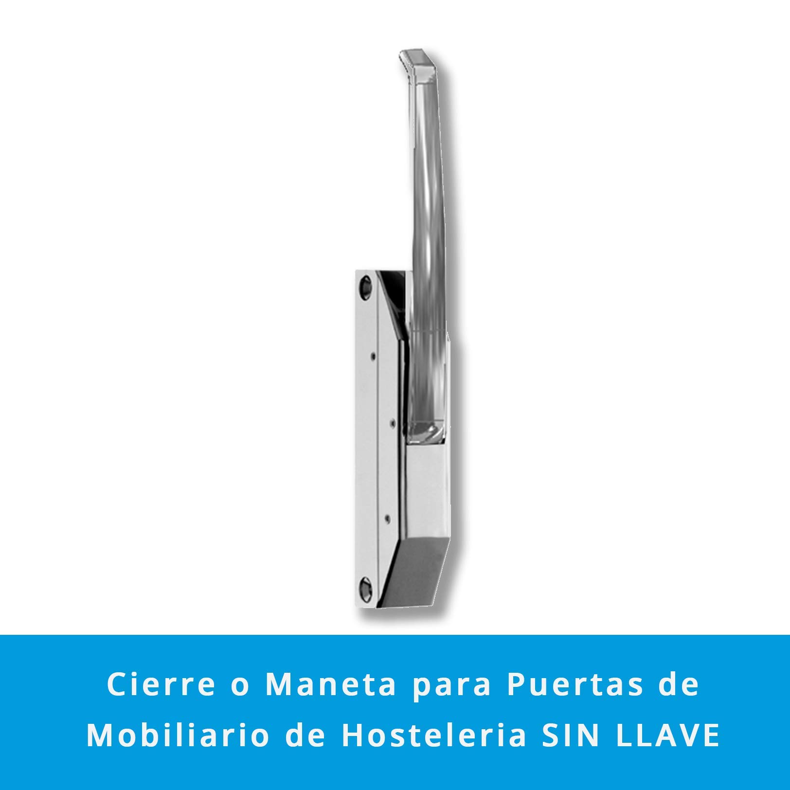 Pack 4 x Cierres Automáticos Vertical Modelo SIN LLAVE Puertas Pequeñas Hostelería | Maneta Nariz Tipo A (Acero Cincado) | Fijación Lateral | Intercambiable Derecha e Izquierda | Zamak 5 Cromo Brill