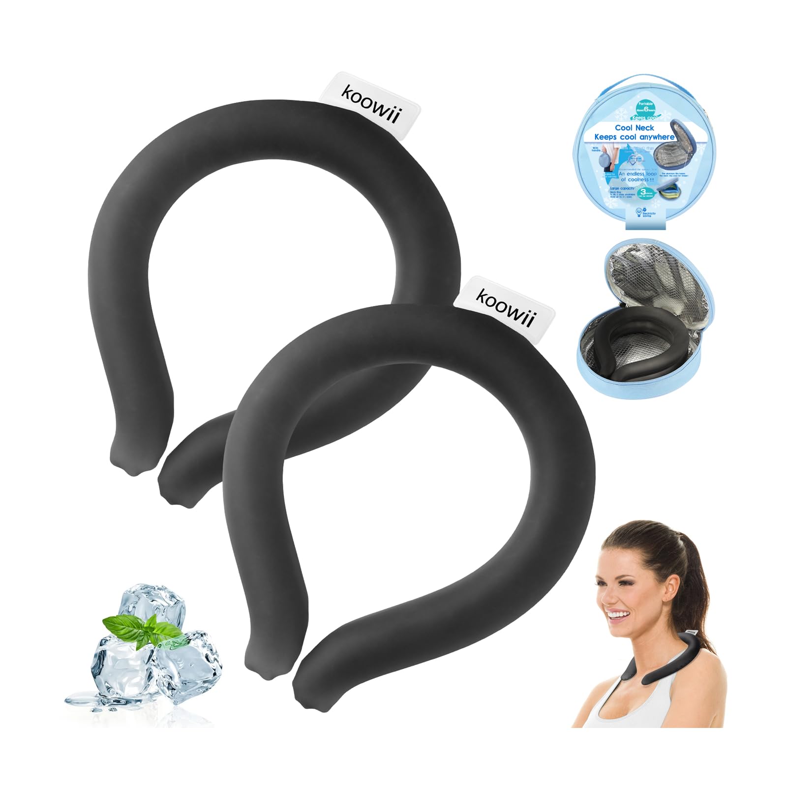 2-Pack Reusable Neck Cooling Tubes with Insulated Bag – Fast Freeze Ice Neck Wraps for Hot Weather, Sports & Outdoor Use, Eco-Friendly Ice Ring for