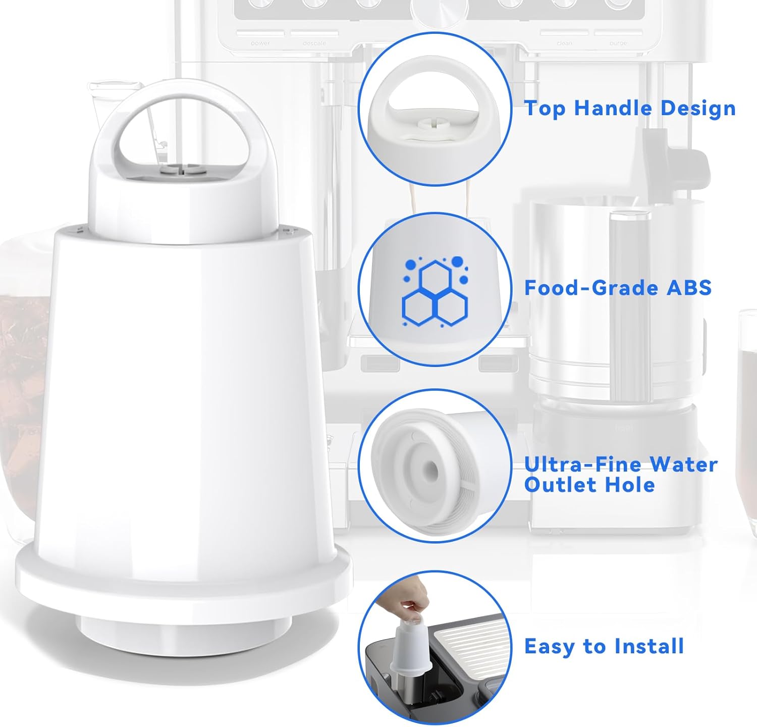 4 Pack Water Filter Replacement Compatible with Ninja Espresso Machine ES601 ES701, Reduces Chlorine & Limescale for Better Taste