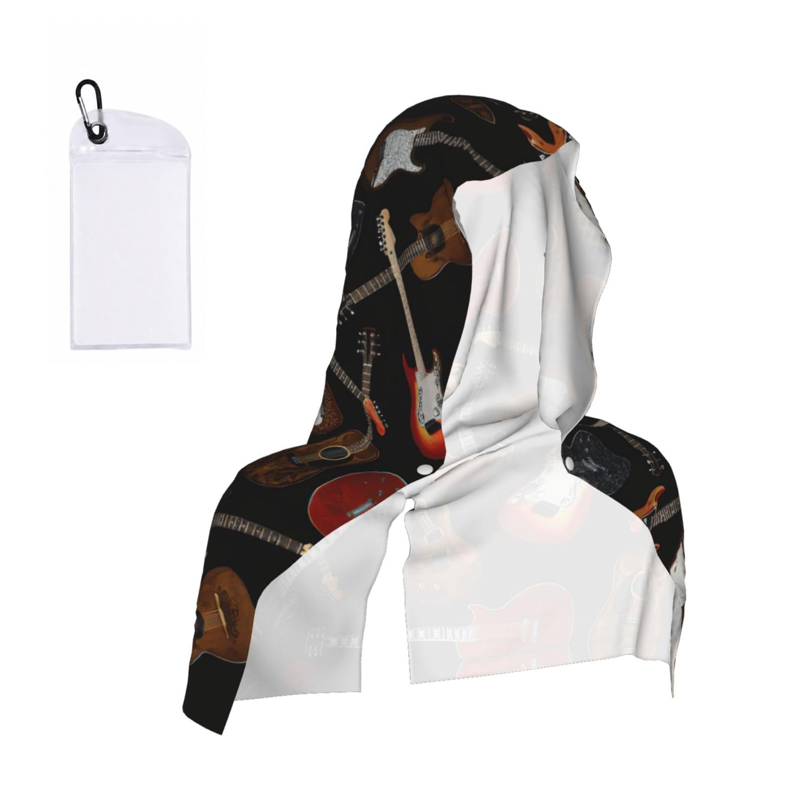 YQxwJL Guitars Print Unsex Cooling Hoodie Towel, Cools Instantly When Wet Sun Protection For Sports Fitness Gym