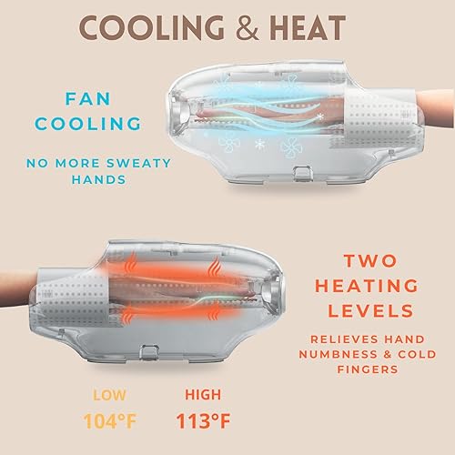 Miniatura 4 de Masajeador de manos con calor y compresión para artritis y túnel carpiano, entumecimiento de los dedos, circulación, alivio del dolor, de muñeca a