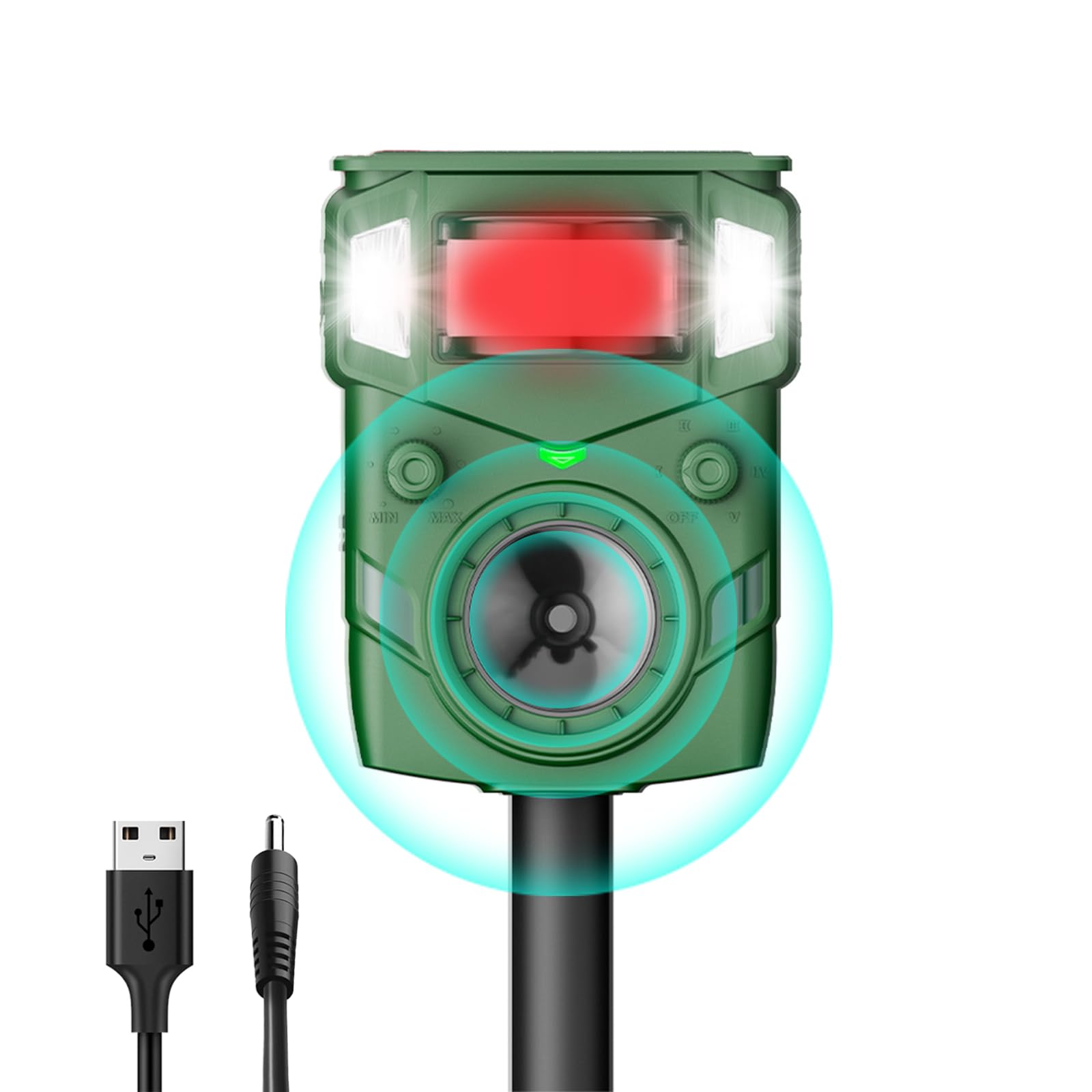 Ahuyentador de gatos ultrasónico solar – 2025 sensor de movimiento mejorado disuasivo para gatos, perros, martas, ciervos y ardillas, protección contra animales con sensor PIR y flash, IP65 resistente