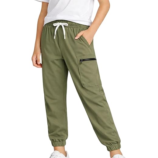 HILEELANG Calça cargo infantil de secagem rápida, leve, elástica em 4 direções, para meninos e meninas de 4 a 15 anos