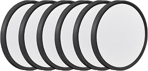 6PK 9 Inch LED Flush Mount Ceiling Lights, 18W, 1860LM, 3000K/4000K/6000K CCT Selectable, Round Flat Panel Light Fixtures for Hallway, Kitchen, Bedroom, Laundry Room, Black