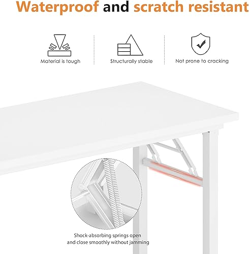Miniatura 159 de DlandHome Escritorio plegable pequeño de 31.5 pulgadas, escritorio de computadora para oficina en casa, mesa plegable para espacios pequeños, no