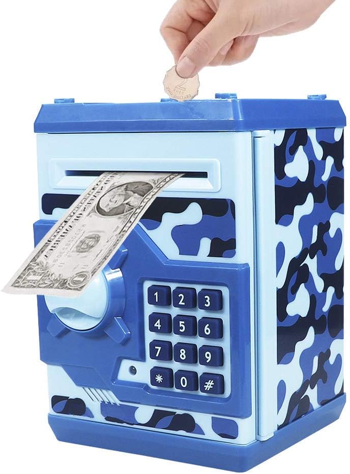 Piggy Bank Electronic Mini ATM for Kids Baby Toy, Safe Coin Banks Money Saving Box Password Code Lock for Children,Boys Girls Best Gift(Camouflage)