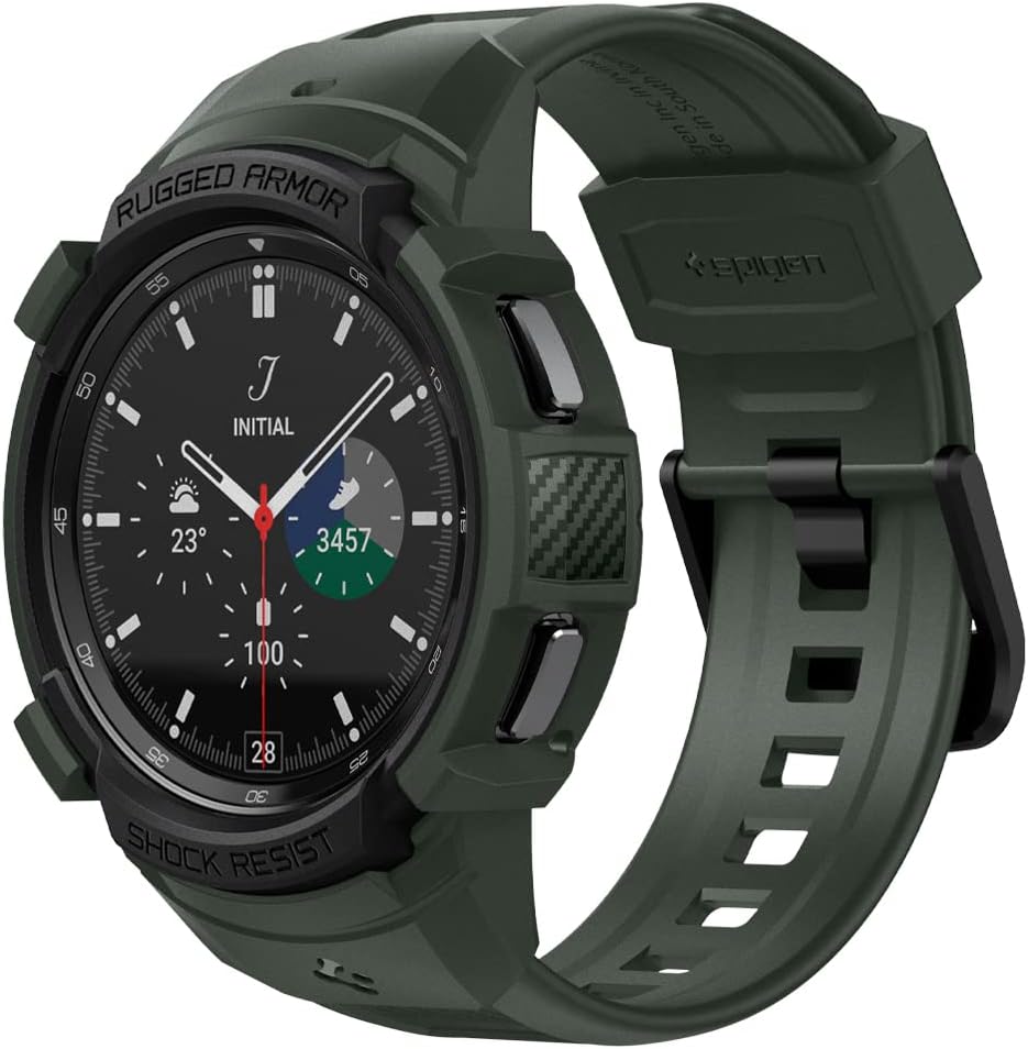 Spigen Rugged Armor Pro Designed for Galaxy Watch 4 Classic Case with Band 46mm (2021) - Military Green
