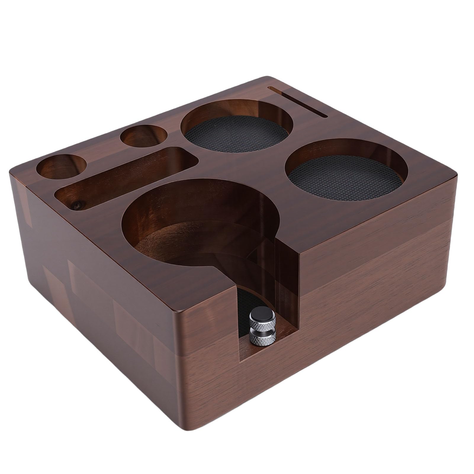 Zunate Organizador de Estación de Apisonamiento de café de Madera para Baristas Domésticos con Soporte para Portafiltros y Almacenamiento de Accesorios para Encimeras de Cocina (de madera)