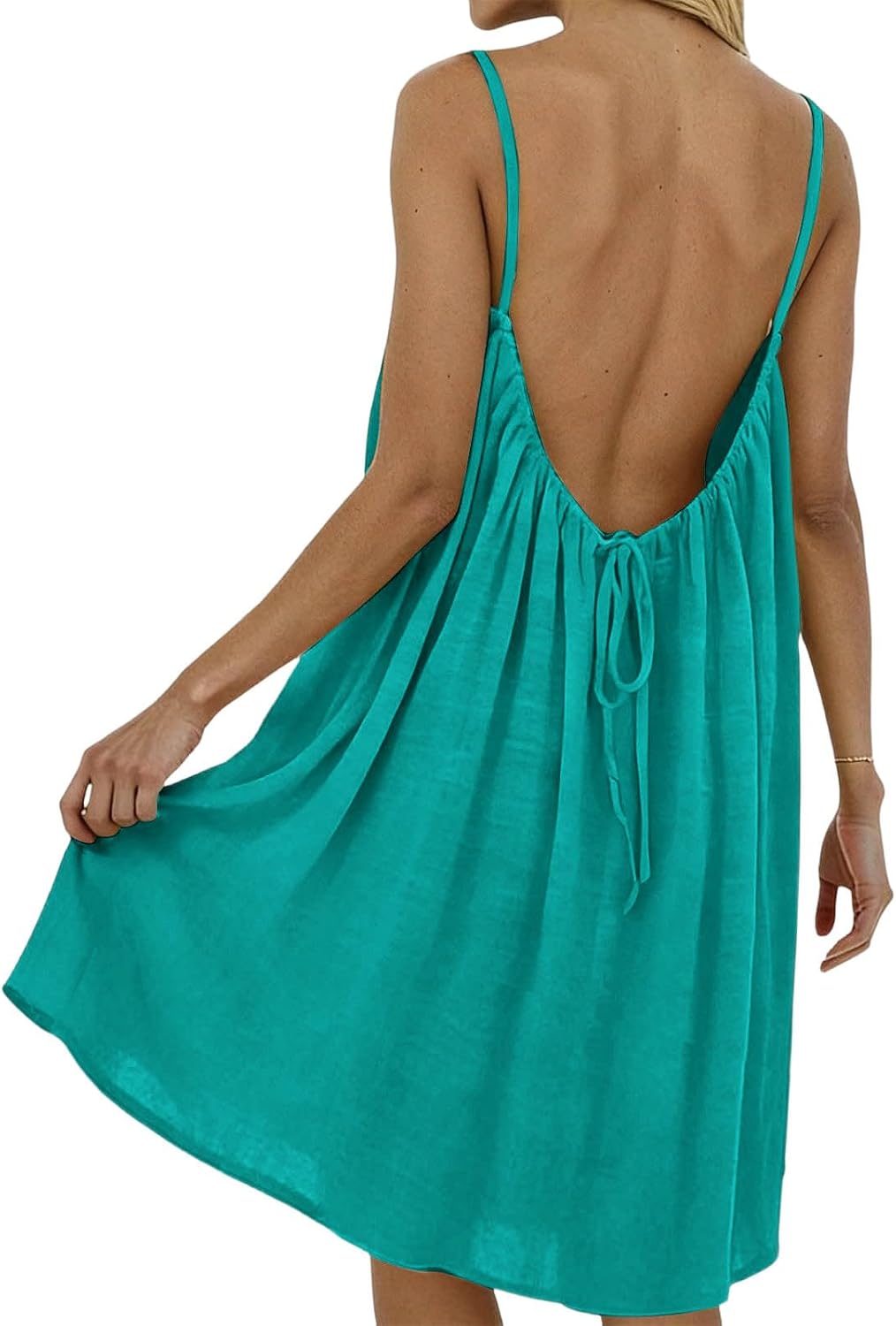 Women's Backless Cami Dresses Backless House Dress Sleeveless Knee Length Sundress Lounge Dress for Summer Wear