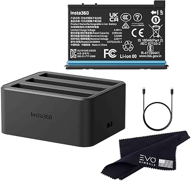 Insta360 X4 Battery2290mAh& Fast Charge Hub Bundle/Only Compatiable for X4 Camera 1 Battery+ 1 Charger