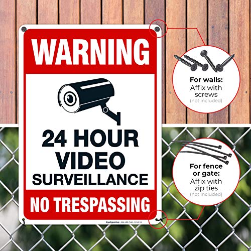 Video Surveillance Sign, No Trespassing Sign, (2 Pack) 10X14 Inches, Rust Free .040 Aluminum, Fade Resistant, Made In Usa By Sigo Signs #TOP3